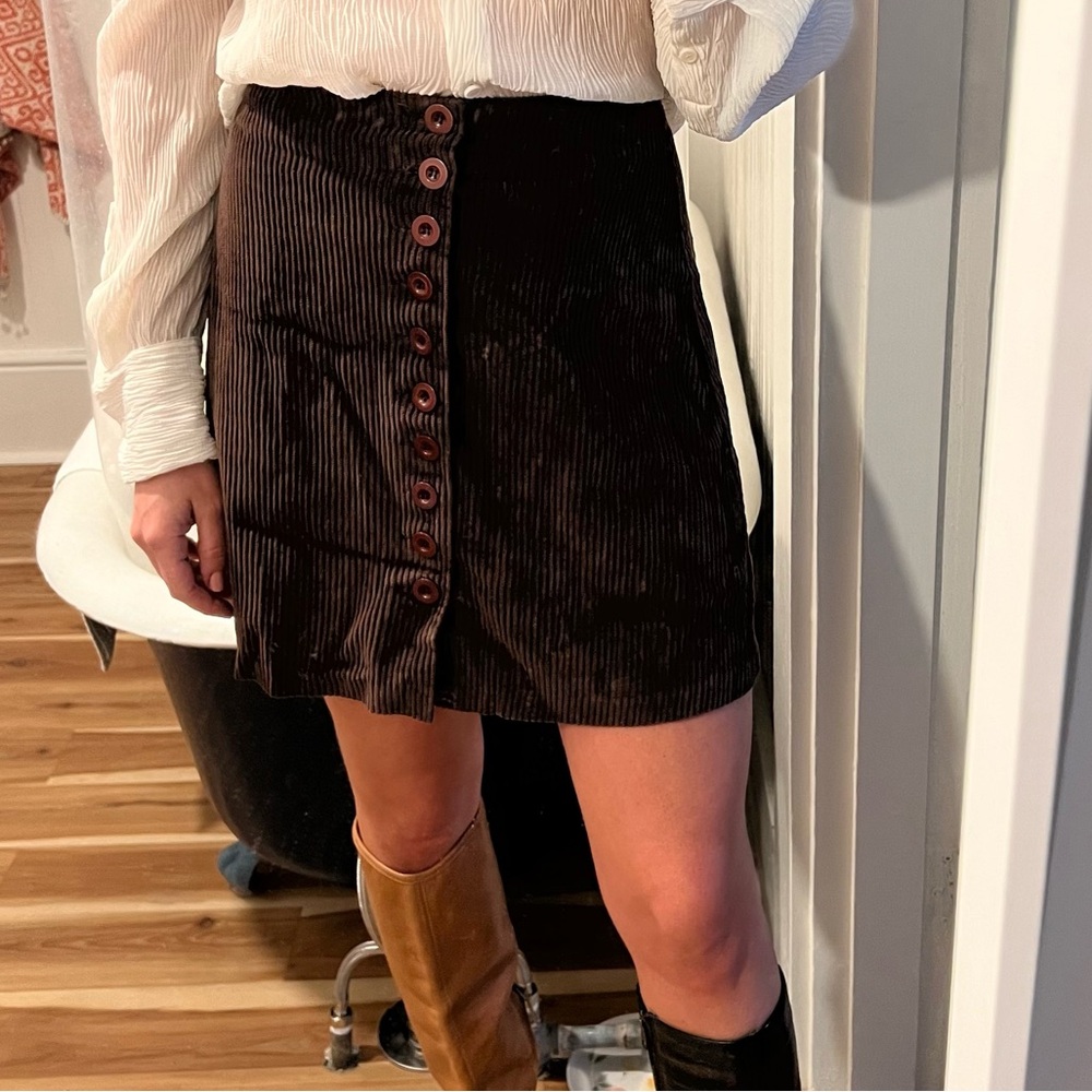 Espresso Brown Corduroy Mini Skirt - vintage Express